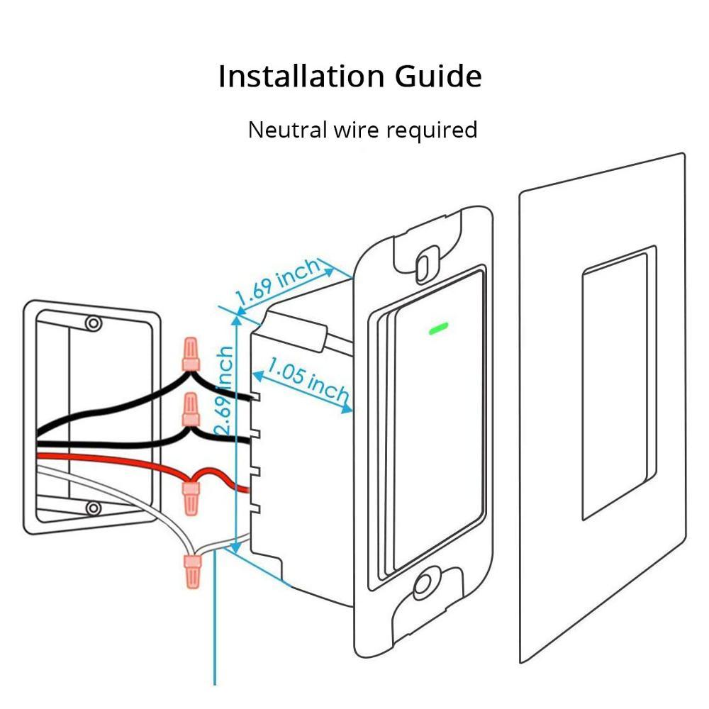 Zemismart WiFi 3 Way Smart Switch, Single-Pole Smart Light Switch works with Tuya Alexa Google Home Control No Hub