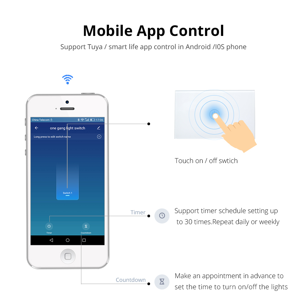 Zemismart US Tuya WiFi Light Switch No Neutral Wire Required One Two Three Gang  Alexa Google Home Assistant Smart Life Control