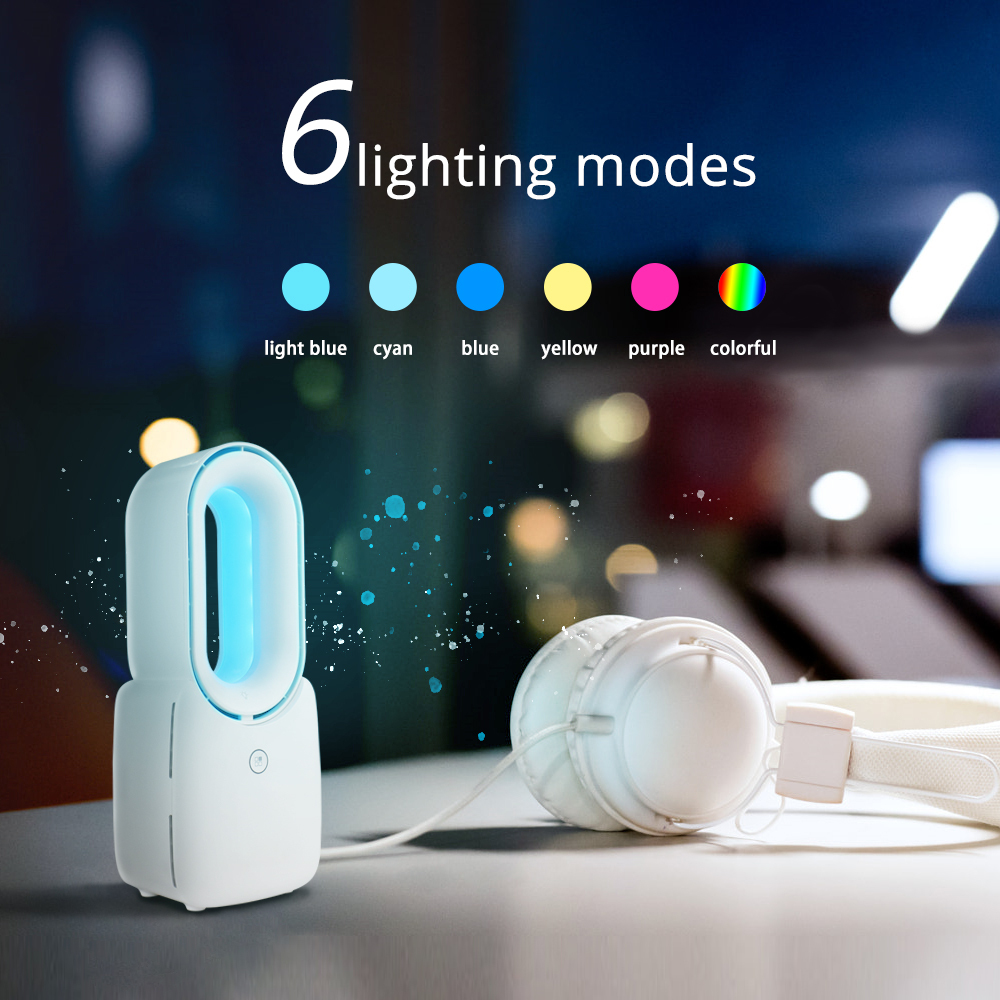 Tuya Smart No-blade Fan With Colorful Night Light Alexa Google Home Control Baby Care Low Noise Leafless Fan
