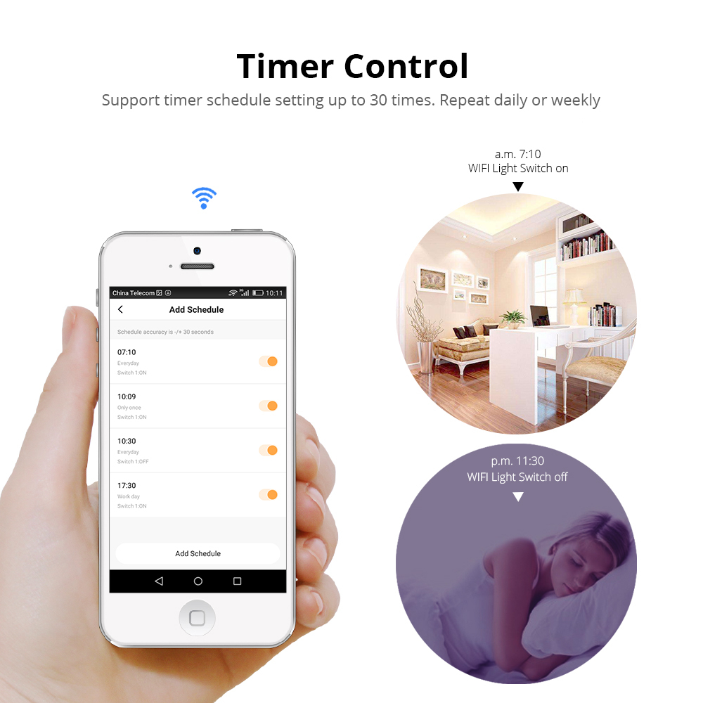 Zemismart US Tuya WiFi Light Switch No Neutral Wire Required One Two Three Gang  Alexa Google Home Assistant Smart Life Control