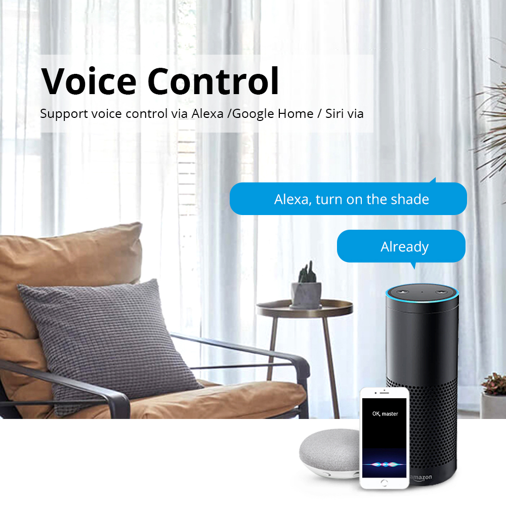 Zemismart Upgrade Non Assembly Tuya WiFi Curtain Motor Alexa Echo Google Home Smart Life APP control Middle Open