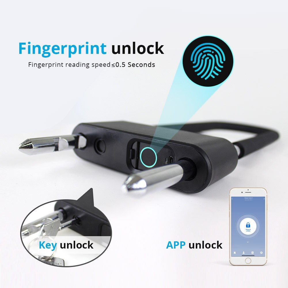 Zemismart Tuya BLE U Shape Baby Safety Lock Bike U-lock Smart Life App Control Fingerprint Key Control Built-in Battery
