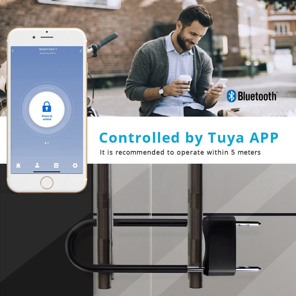Zemismart Tuya BLE U Shape Baby Safety Lock Bike U-lock Smart Life App Control Fingerprint Key Control Built-in Battery