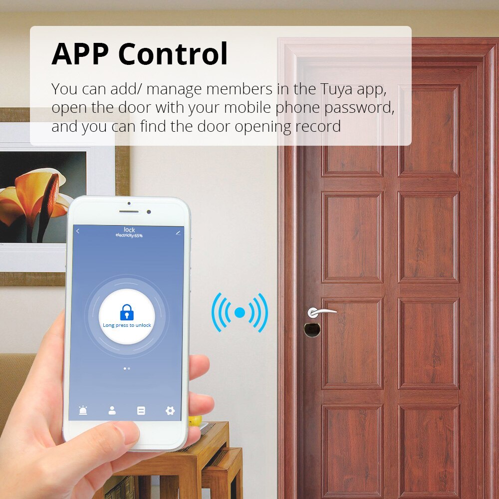 Zemismart Tuya Door Lock Fingerprint Password Key Physical Unlock BLE Smart Life App Control Keyless Electronic Smart Lock