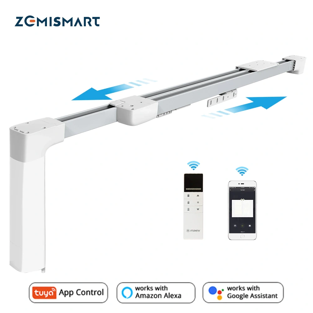 Zemismart Upgrade Non Assembly Tuya WiFi Curtain Motor Alexa Echo Google Home Smart Life APP control Middle Open