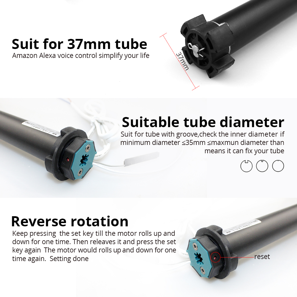 Zemismart WiFi Roller Shade Motor for 37mm Tube smart Life Alexa Google Home Control Support Alexa Google Home Control