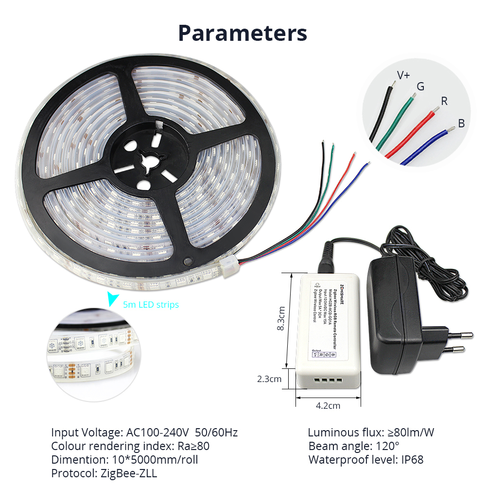 ZLL Zigbee 5 Meters RGB LED Strip Controller Smart Lamp Remote Control