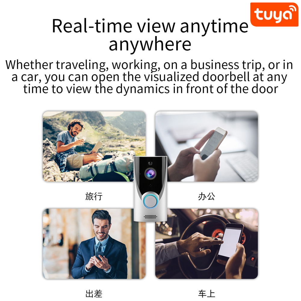 Zemismart 1080P Smart Video Doorbell WiFi Wireless Video Intercom Door Bell Two-way Audio Remote Recording Home Night Vision Camera works with Tuya