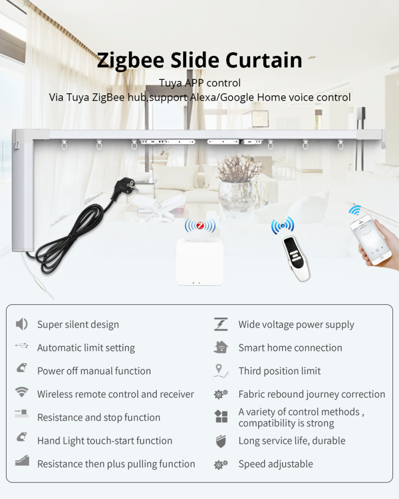 Zemismart Curtain Track Work with Tuya Zigbee Hub SmartThings