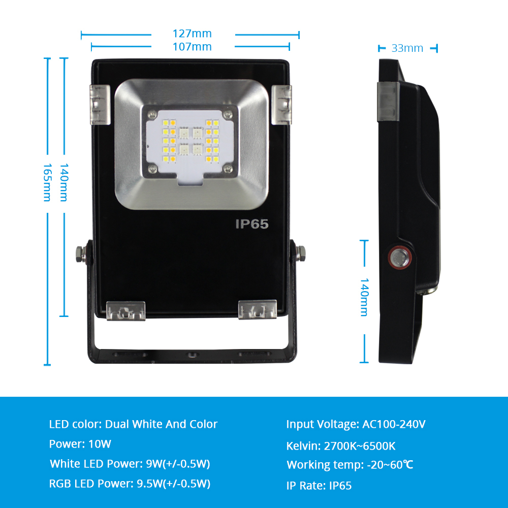 Zemismart smart zigbee 10W led Flood light rgb+cct ww/cw outdoor light work with Amazon echo plus AC100-240V