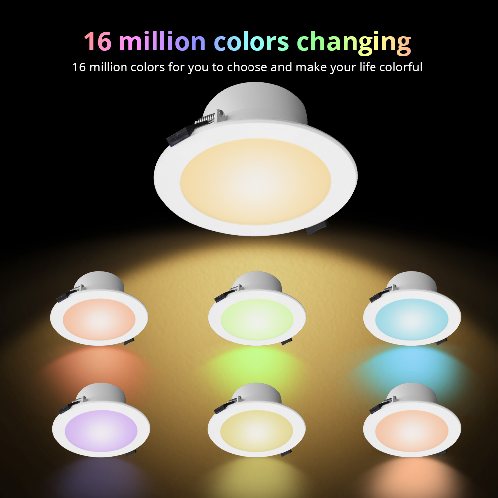 Zemismart 6 Inch 15W Zigbee 3.0 RGBCW Led Downlight Colorful Ceiling Light Alexa Google Home Enable SmartThings Control