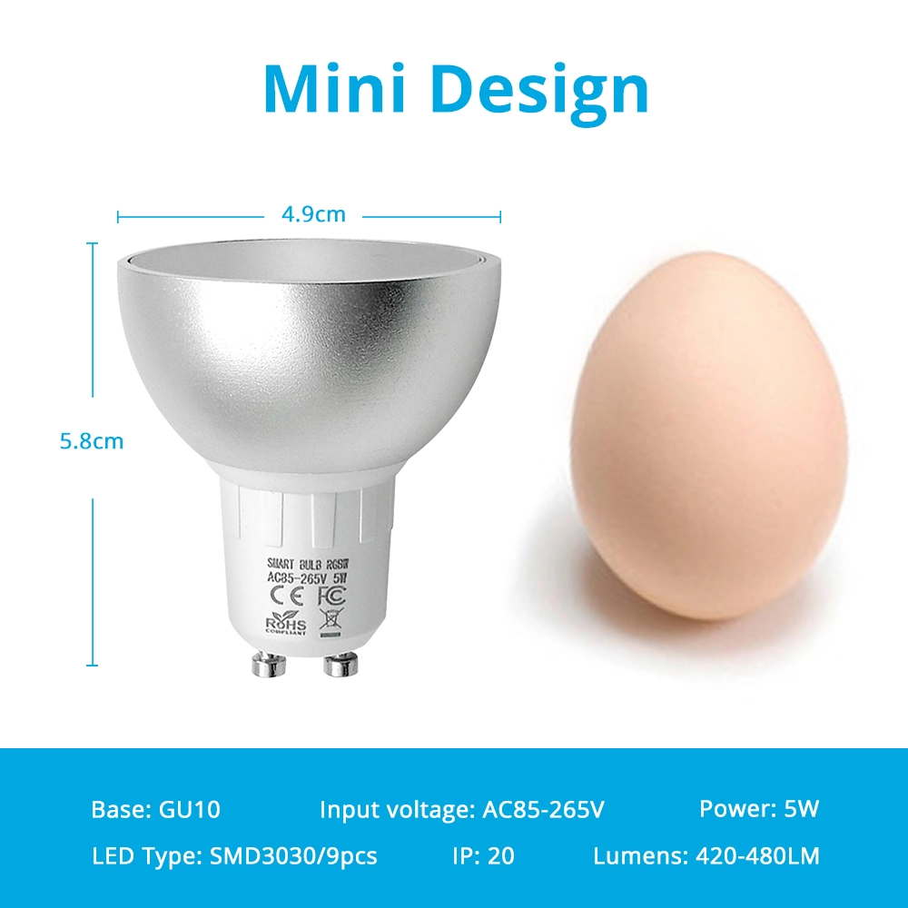 Lampadina LED Smart WiFi Zigbee GU10, Dimmerabile RGBCW, Controllo Da APP Ewelink, Bianco E Colore