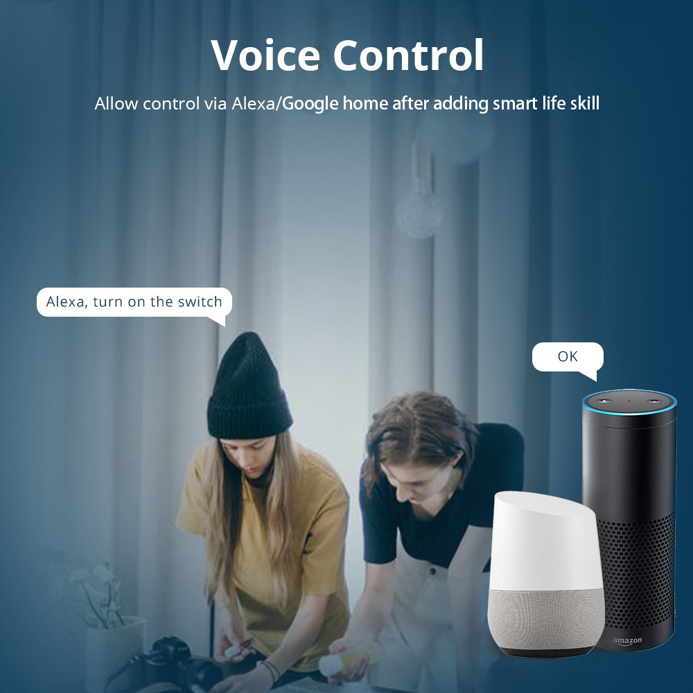 EU 1 Gang 2 Gang 3 Gang Wifi Wall Switch Work with Alexa Smart Home Remote Control Light Panel Control via APP Voice Control