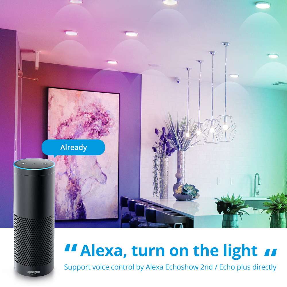 Zemismart AU plug 3.5 Inch Zigbee 3.0 RGBCW Led Downlight Colorful Ceiling Light works with Tuya Alexa Google Home Enable SmartThings Control