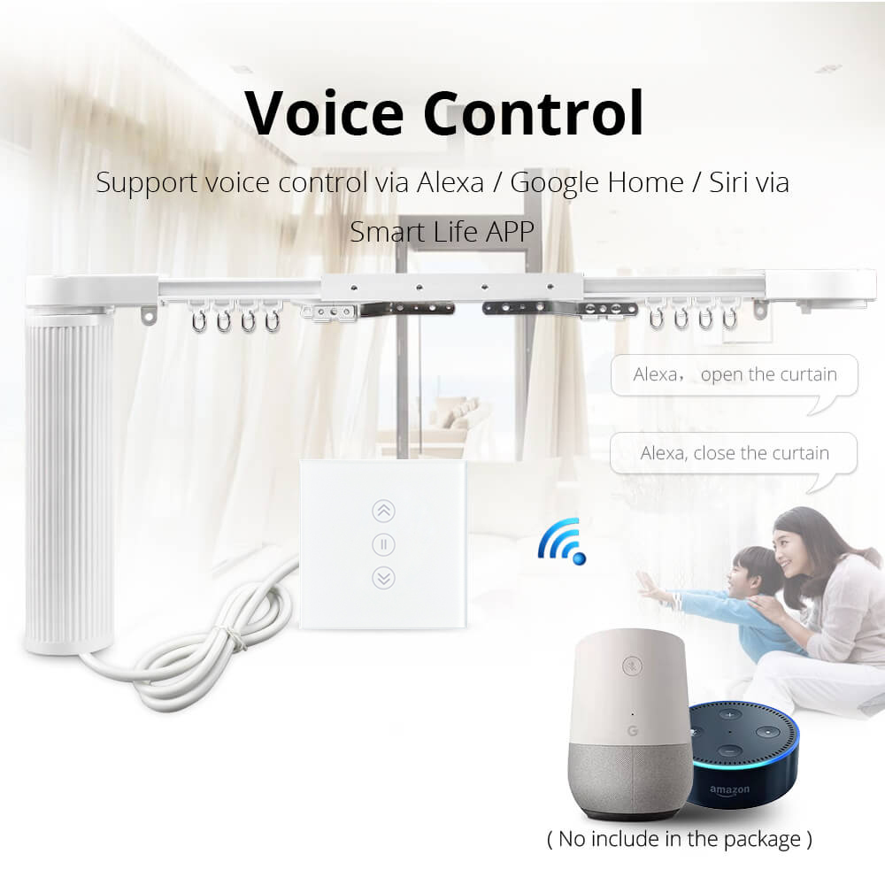 Zemismart Intelligent House Motorized Smart Curtains With Curtain Track Rod Wall Switch Alexa Google Home tuya App Control