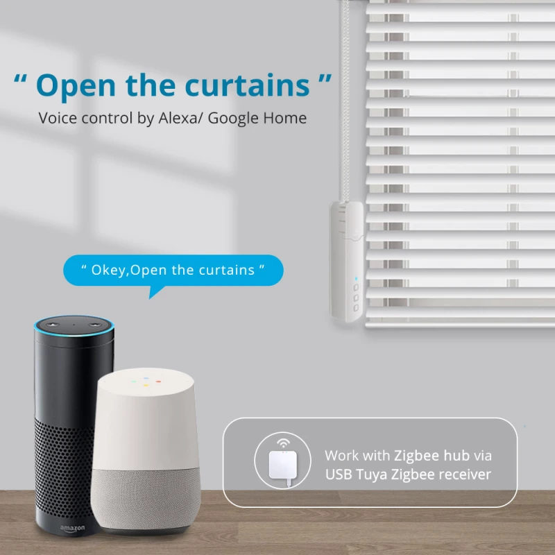 Zemismart Updated Tuya zigbee Roller Shade Driver Built-in Battery DIY Roller Shutter Motor Alexa Google Assistant Voice Control
