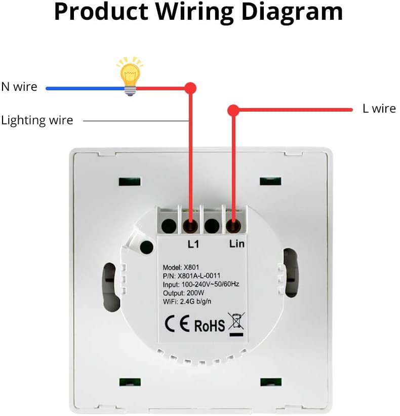 Zemismart WiFi No Neutral Light Switch Alexa Echo Google Home Enable Smart Life Physical Lamp switches with Big Push Button