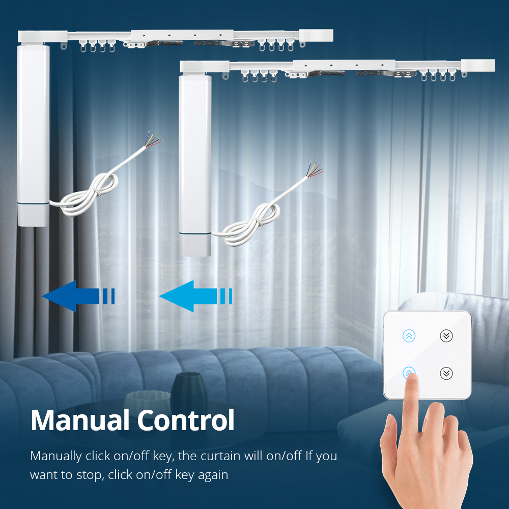 Motorized Smart Curtain Alexa Google Home Tuya APP Control 2 Channels SwitchCustomized WiFi Curtain Motor With Track