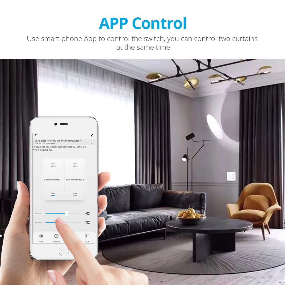 Motorized Smart Curtain Alexa Google Home Tuya APP Control 2 Channels SwitchCustomized WiFi Curtain Motor With Track