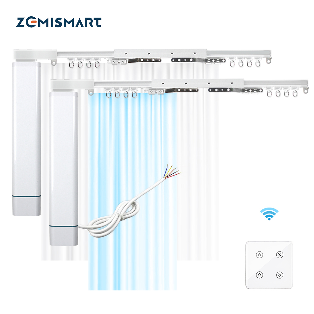 Motorized Smart Curtain Alexa Google Home Tuya APP Control 2 Channels SwitchCustomized WiFi Curtain Motor With Track