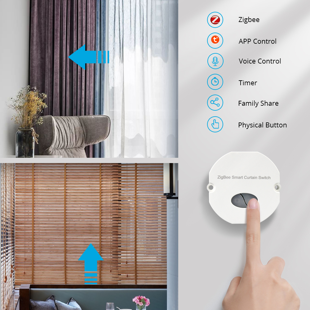 Zemismart Zigbee Curtain Module Alexa Google Home Control works with Tuya Smart Life APP Control