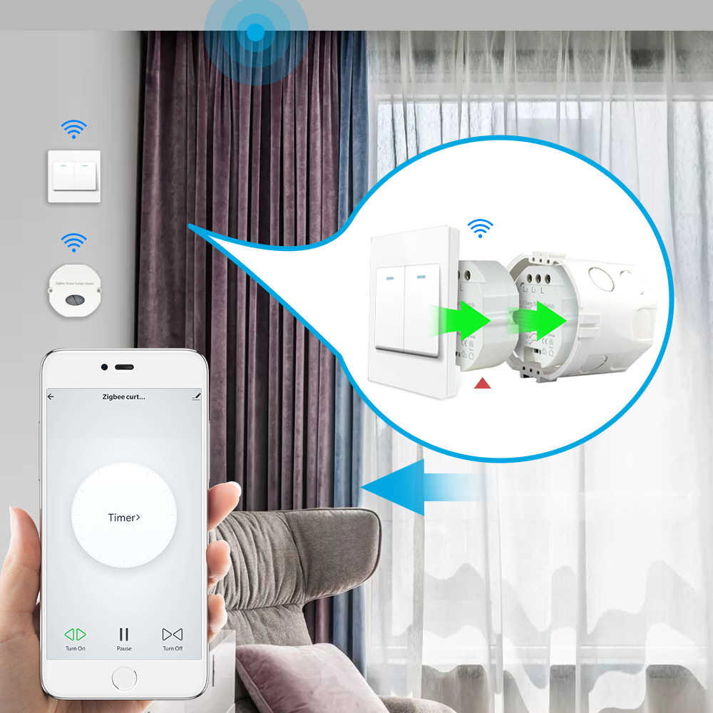 Zemismart Zigbee Curtain Module Alexa Google Home Control works with Tuya Smart Life APP Control