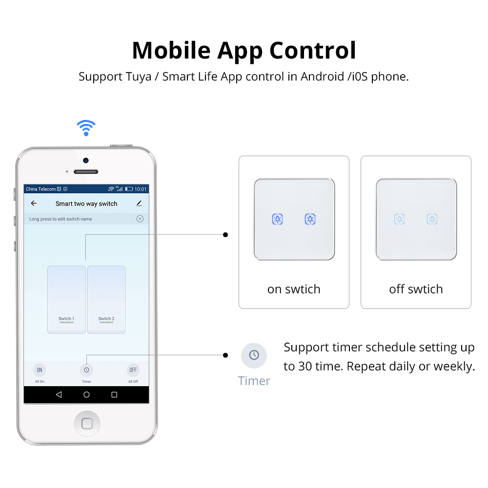 Zemisamrt Zigbee Switch Neutral Required US Interruptor Smart Life Remote Control works with Tuya Alexa Google Home Light Switches