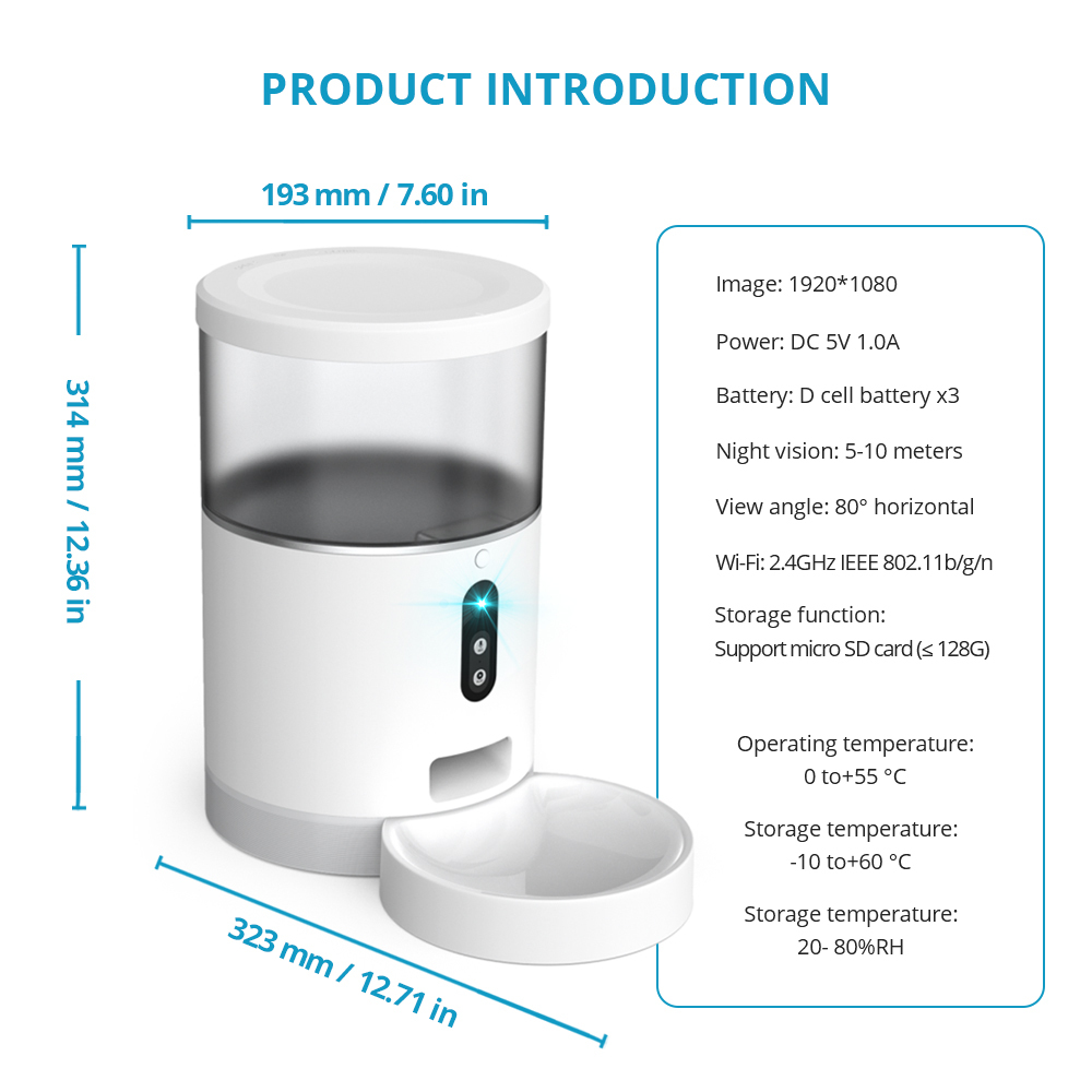 Zemismart Wifi Automatic Pet Feeder Smart Cat Dog Food Dispenser Remote Control APP Timer Supplier