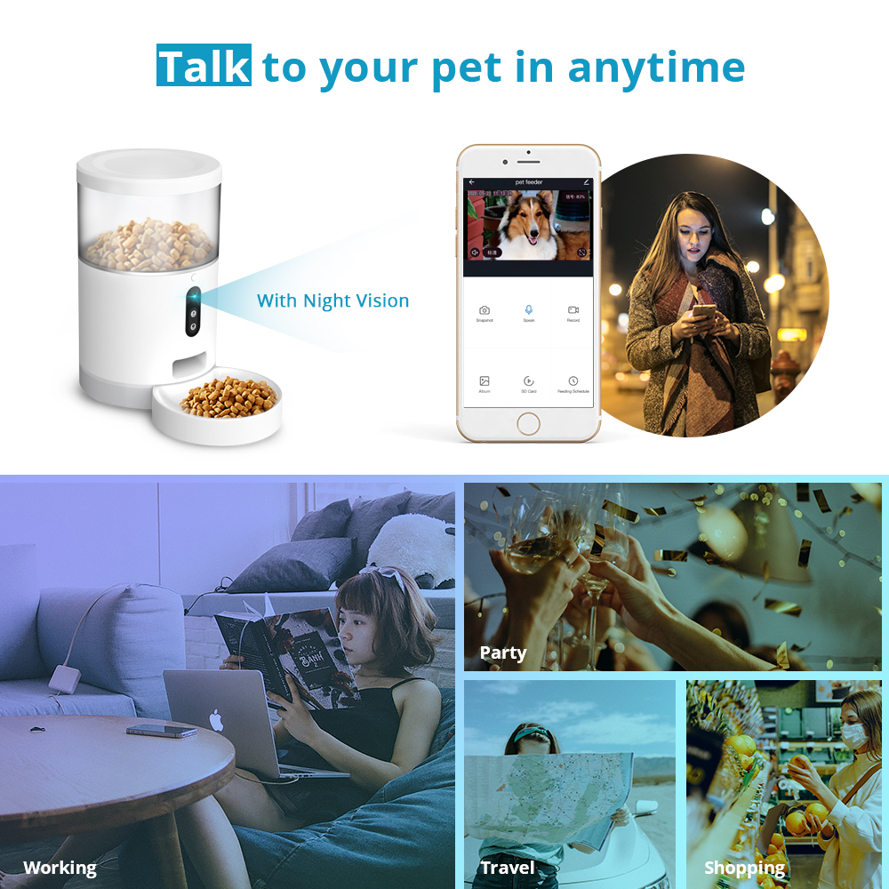 Zemismart Wifi Automatic Pet Feeder Smart Cat Dog Food Dispenser Remote Control APP Timer Supplier