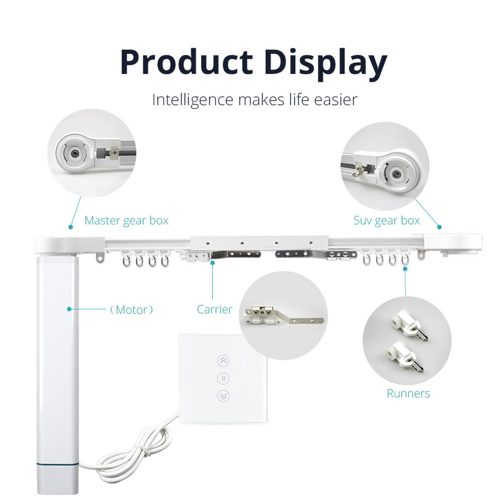Zemismart WiFi Motorized Smart Curtain works with Tuya Alexa Google Home voice Control Customized Curtain Motor With Track