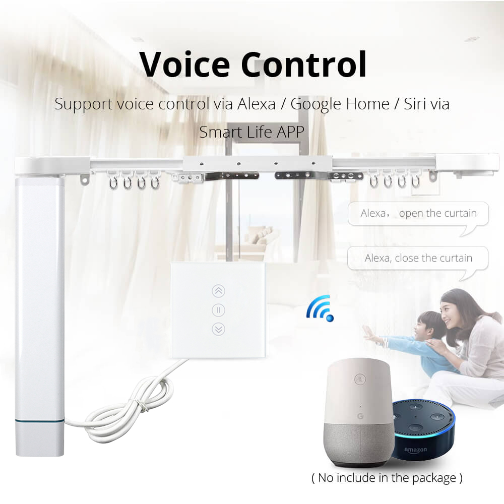 Zemismart WiFi Motorized Smart Curtain works with Tuya Alexa Google Home voice Control Customized Curtain Motor With Track