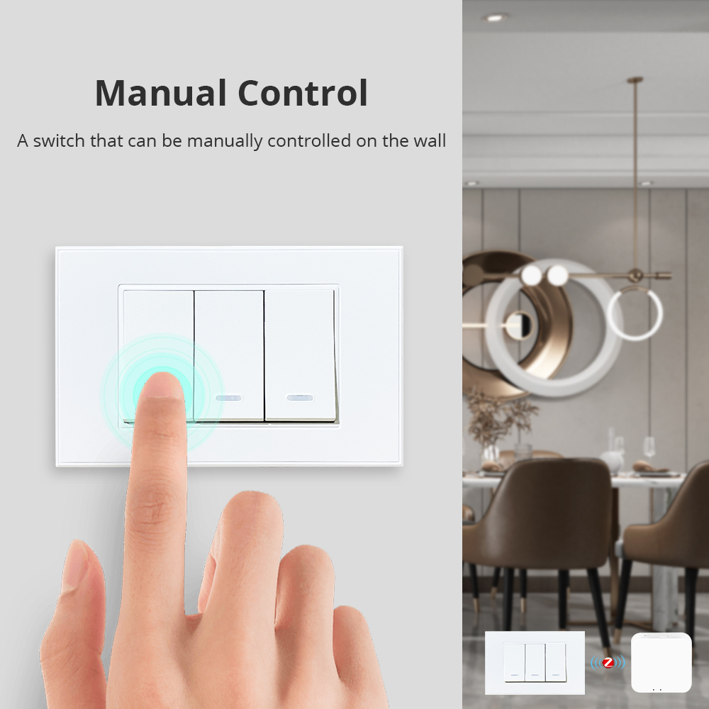Zemismart Tuya Zigbee No Neutral Wall Light Switch Luxury 1 2 3 Gangs switches 110v-240v Compatible with Smart Life App SmartThings Alexa Google Home
