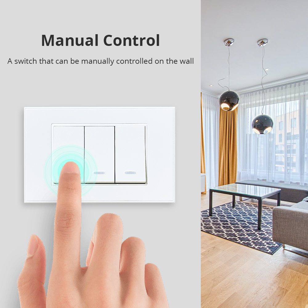 Zemismart Tuya WiFi  Neutral Optional Wall Light Switch US 1 2 3 Gangs Compatible with Smart Life App Alexa Google Home Voice Control