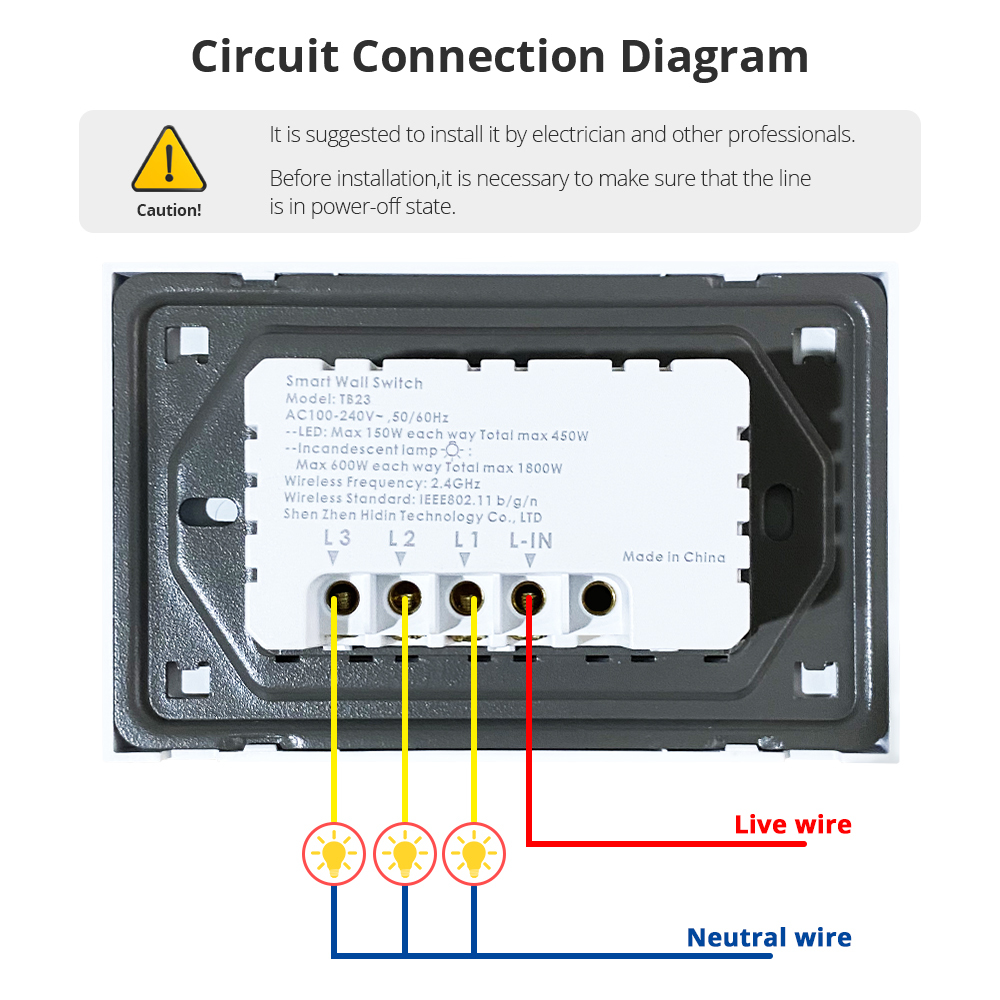Zemismart Tuya WiFi  Neutral Optional Wall Light Switch US 1 2 3 Gangs Compatible with Smart Life App Alexa Google Home Voice Control
