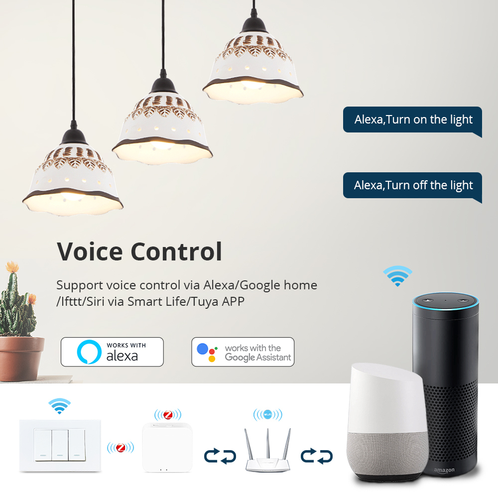 Zemismart Tuya Zigbee No Neutral Wall Light Switch Luxury 1 2 3 Gangs switches 110v-240v Compatible with Smart Life App SmartThings Alexa Google Home