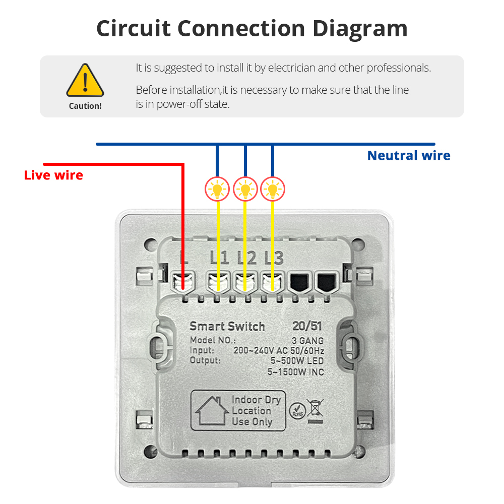Zemisamrt Tuya Zigbee Light Switch No Neutral 1 2 3 Gangs Interruptor Remote Control Alexa Google Home Wall Push Button Switches