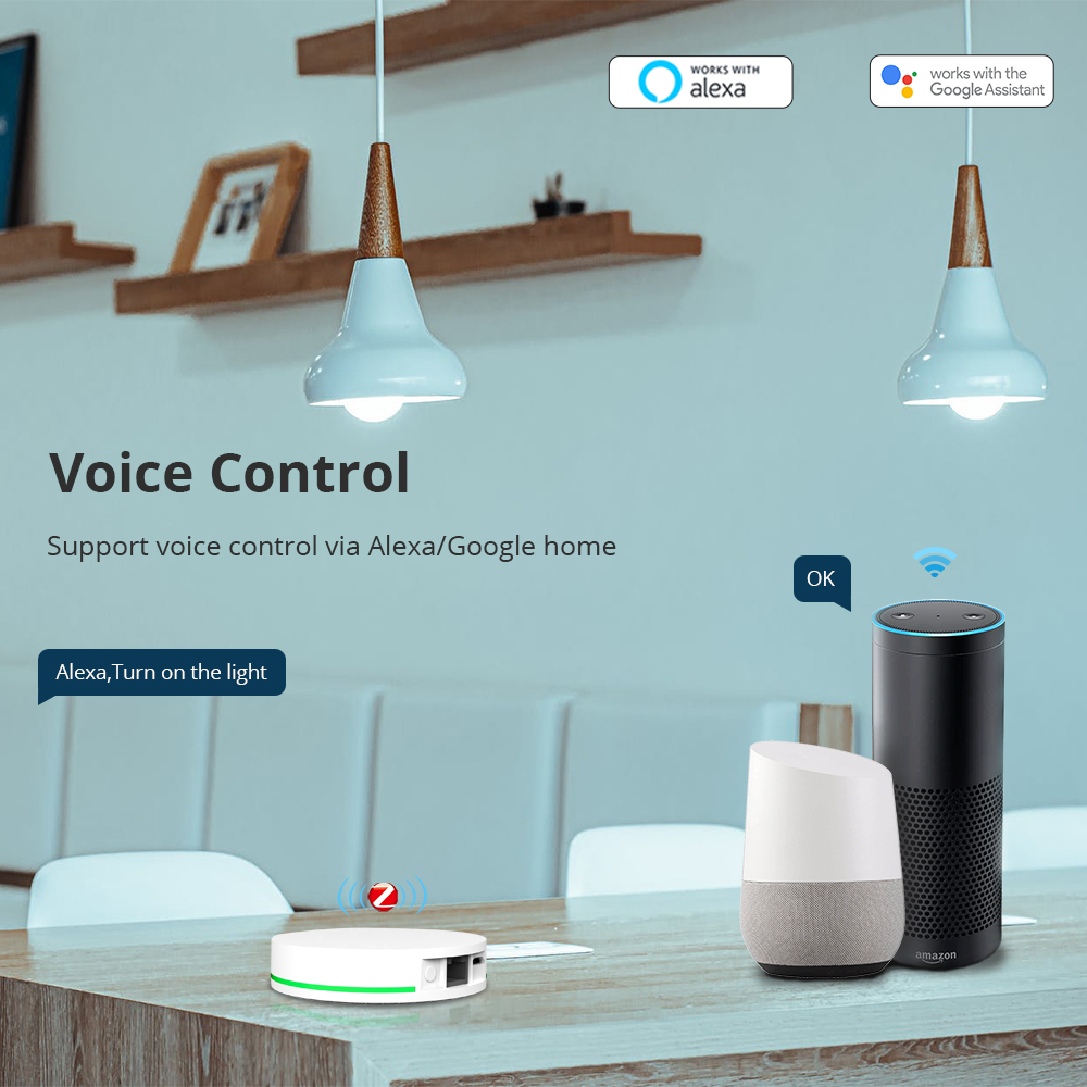 Zemismart Mobile APP Wireless Control Zigbee Hub Zigbee Gate way work for Amazon Alexa and Google Home