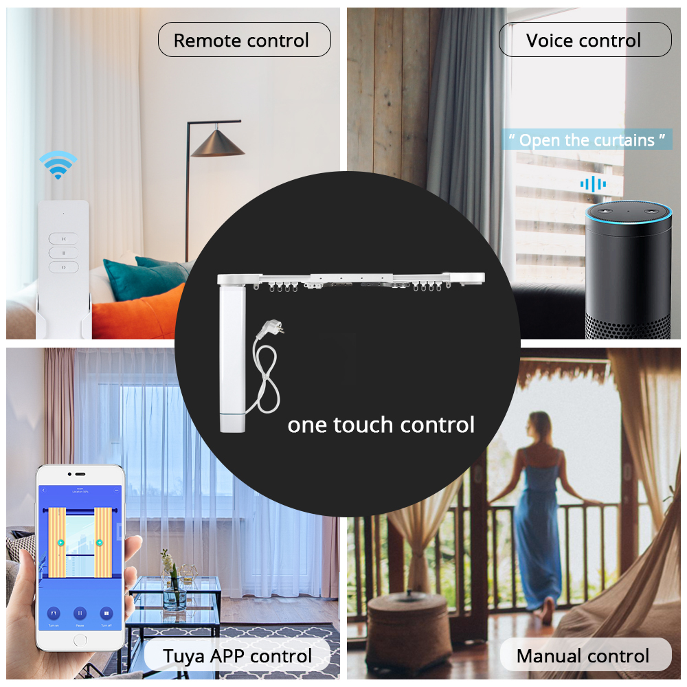 Zemismart Zigbee Curtain Motor with Track, Electric Smart Curtain works with Tuya Alexa/ Google Assistant Voice Control, HomeKit Control via ZMHK-01 H