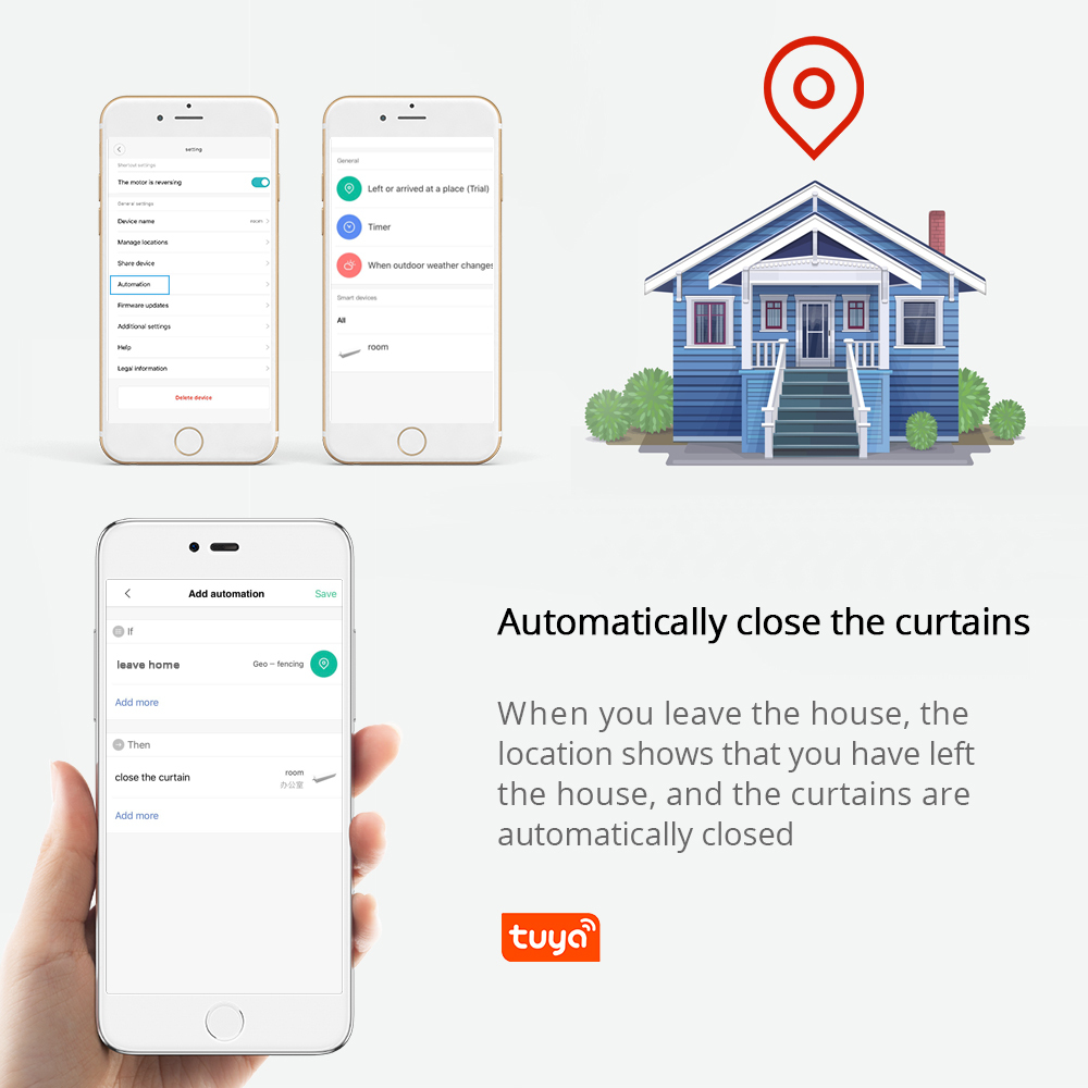 Zemismart New updated Electric WiFi Curtain，Built-in WiFi Receiver，works with Tuya Alexa Google Assistant Voice Control with Adjustable Track
