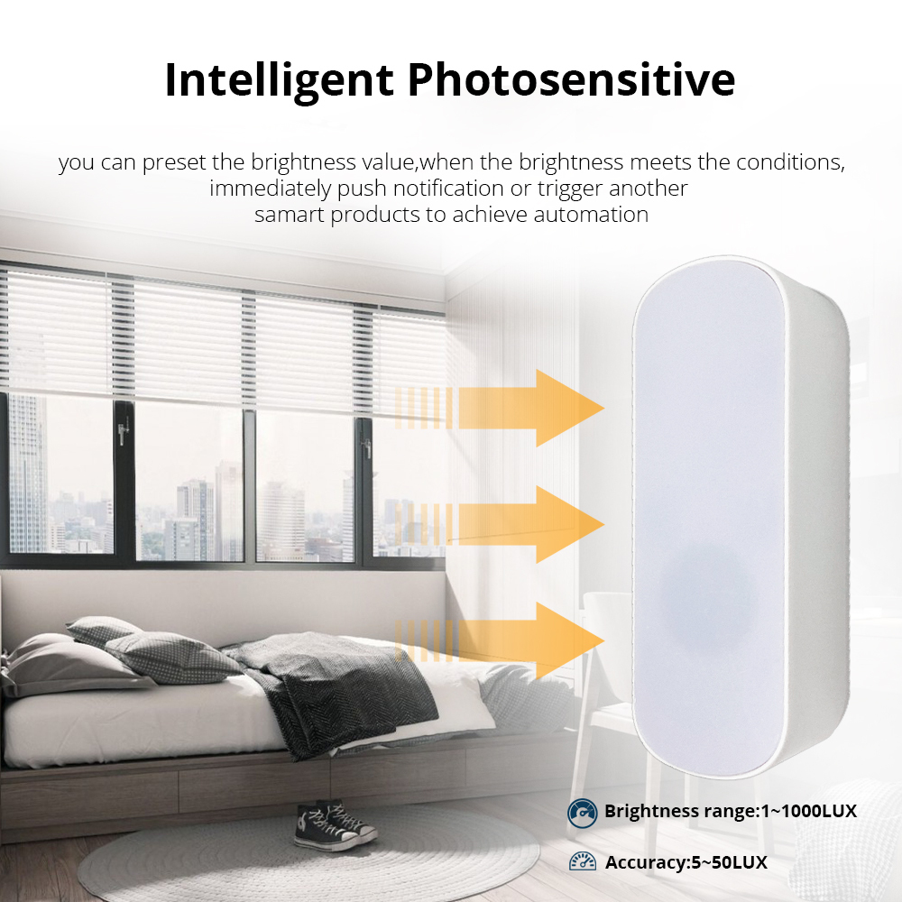 Zemismart Zigbee Smart Light Sensor Wireless Brightness Sensor Intelligent Lighting Detection Smart Life App Illuminance Sensor