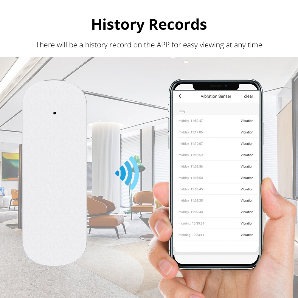 Zemismart Zigbee Wireless Smart Vibration Sensor Intelligent Detection Alarm for Home Security Alarm System SmartLife App