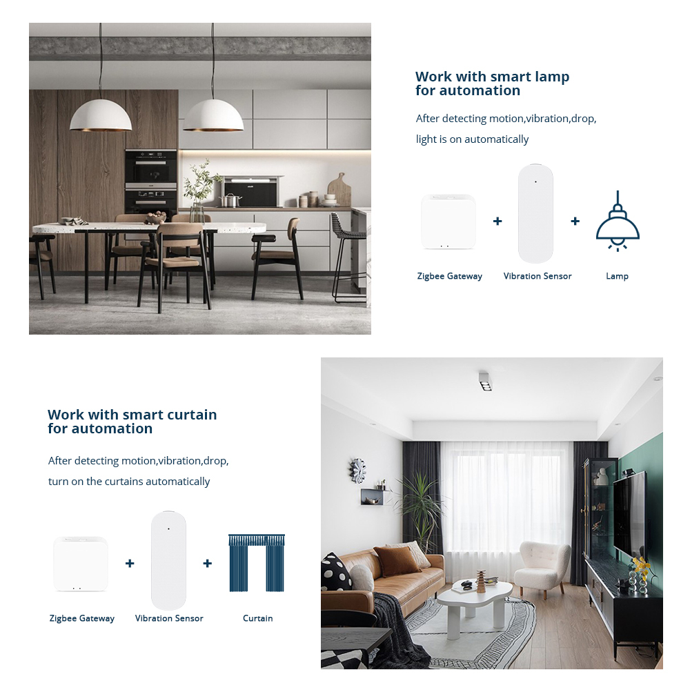 Zemismart Zigbee Wireless Smart Vibration Sensor Intelligent Detection Alarm for Home Security Alarm System SmartLife App