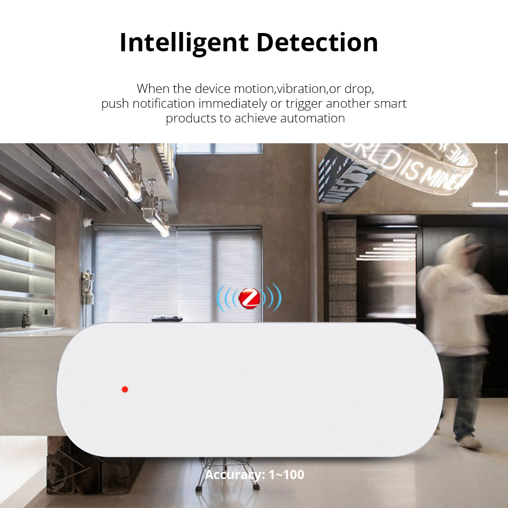 Zemismart Zigbee Wireless Smart Vibration Sensor Intelligent Detection Alarm for Home Security Alarm System SmartLife App
