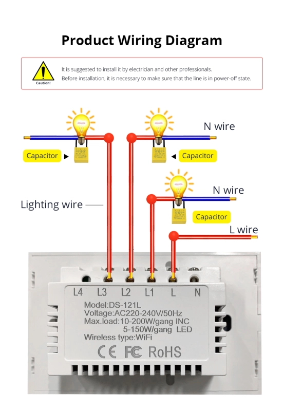 Zemismart US WiFi Light Switch Neutral Optional Wire Required One Two Three Gang  works with Tuya Alexa Google Home Assistant Smart Life Control