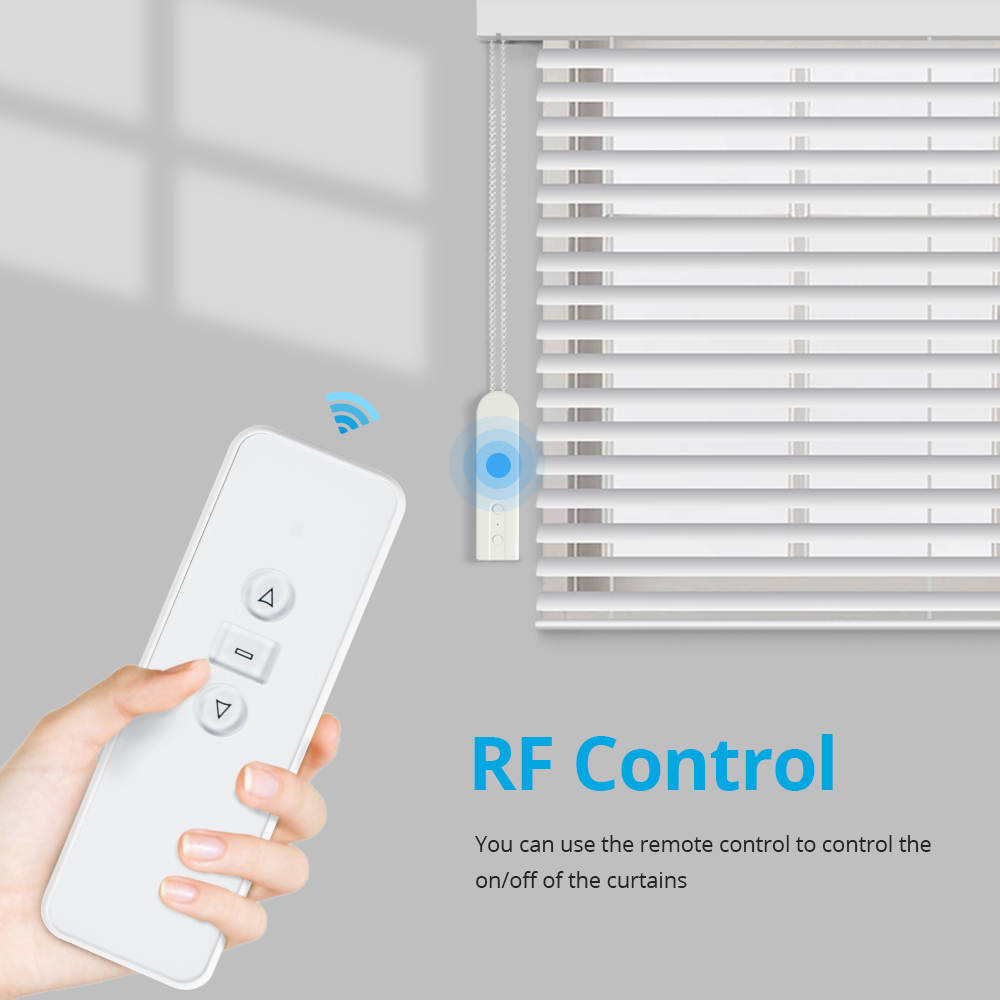 Zemismart Rf Roller Shade Driver with Bean or Cord Chain Roller Blinds Broadlink Built-in Battery Remote Control