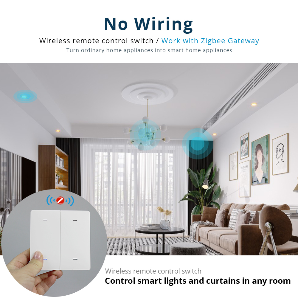 Zemismart  Tuya Zigbee Wireless Switch Light Switch Battery Power Remote Control Timer Smart Life App