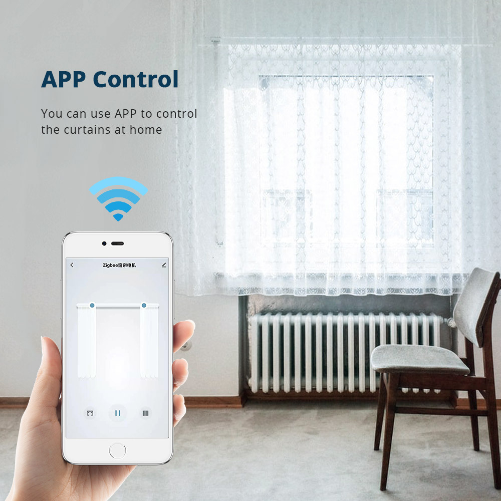 Zemismart Zigbee Smart Curtain Motor with Battery Customized Slide Curtain Track Remote Timer works with Tuya Alexa Google Home Voice