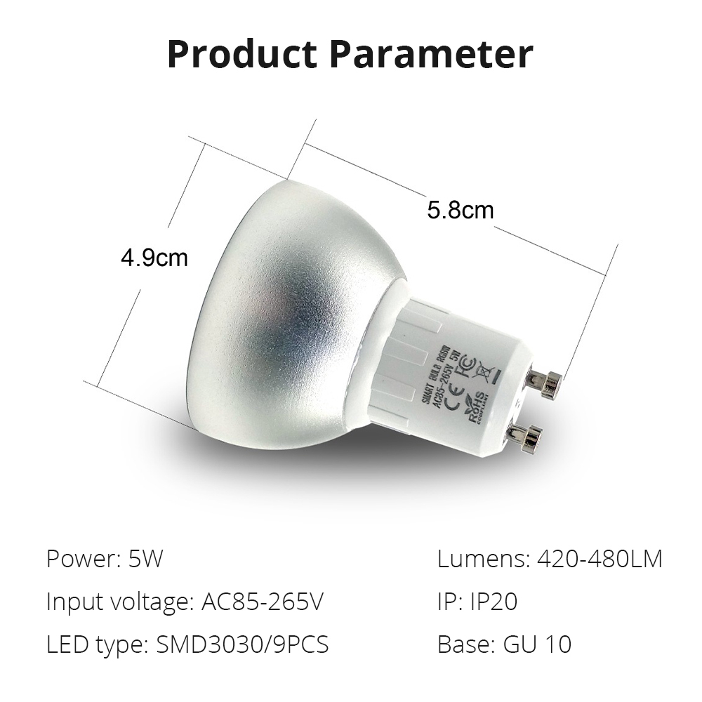 Gu10 WiFi Bulb Alexa Google Home Assistant  Tuya Smart Life APP Remote Control RGB LED Light Dimmer Lamp Ampoule Led GU10