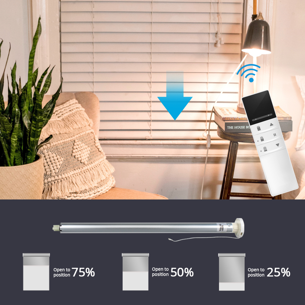 Zemismart Chargeable RF Control Smart Motorized Electiric Roller Blind Shade for 38mm  Broadlink Control