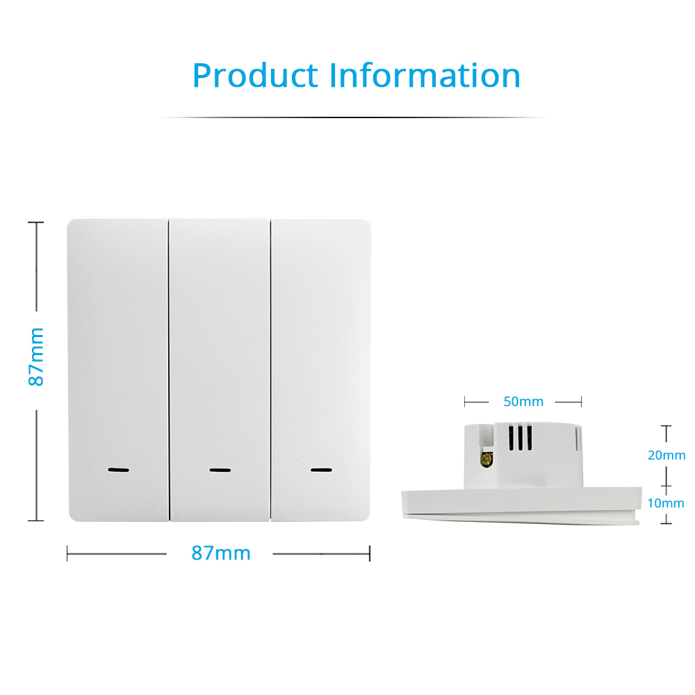 Zemismart Smart Tuya WiFi Light Switch Neutral Optional Wall Push Interruptor Physical Button Switch 110V 240V Alexa Google Home